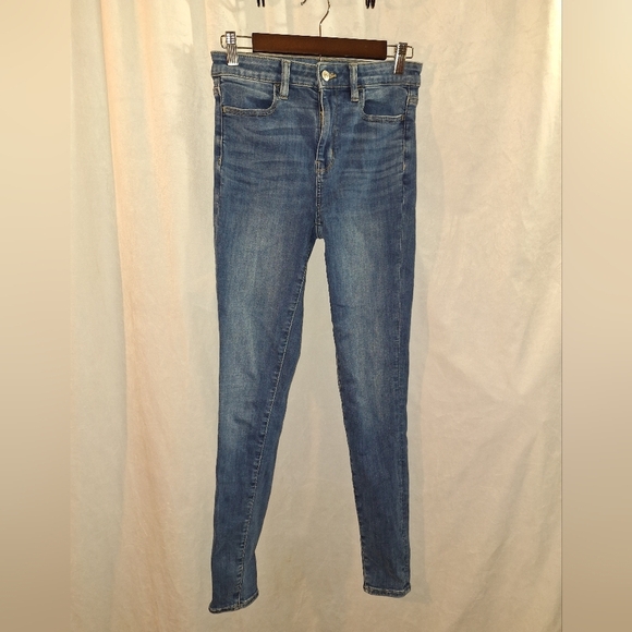 American Eagle Outfitters Blue Skinny Jeans High-Rise Stretch - Picture 1 of 6